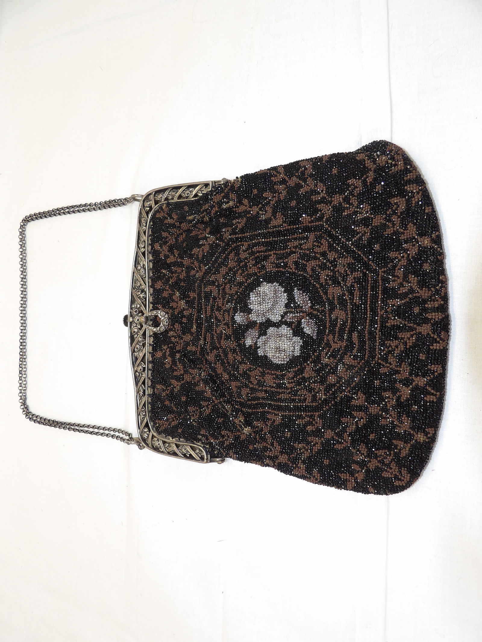Antique Micro Beaded Bag with Elaborate Rose Frame and Center Roses (1 of 9)