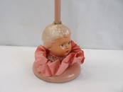 Vintage Celluloid Doll Head Hat Stand in Pink