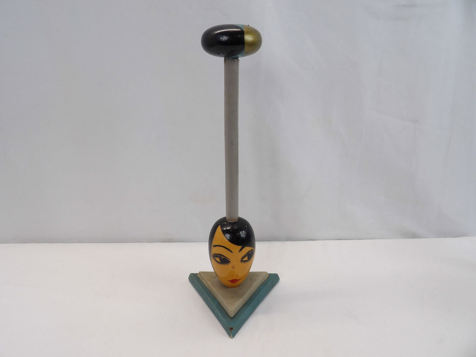 Vintage Deco Wood Hand Painted Lady Head Hat Stand (1 of 11)
