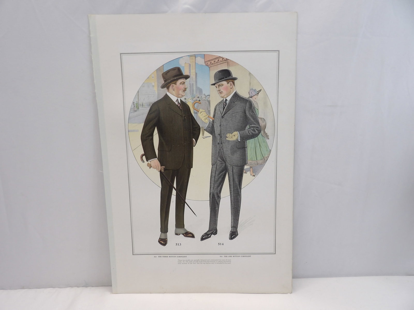 Vintage 1916/17 J.L. Taylor & Co. Men's Suit Sample Advertising: great for framing approx. 15 1/2 x 22 1/2, see photo's