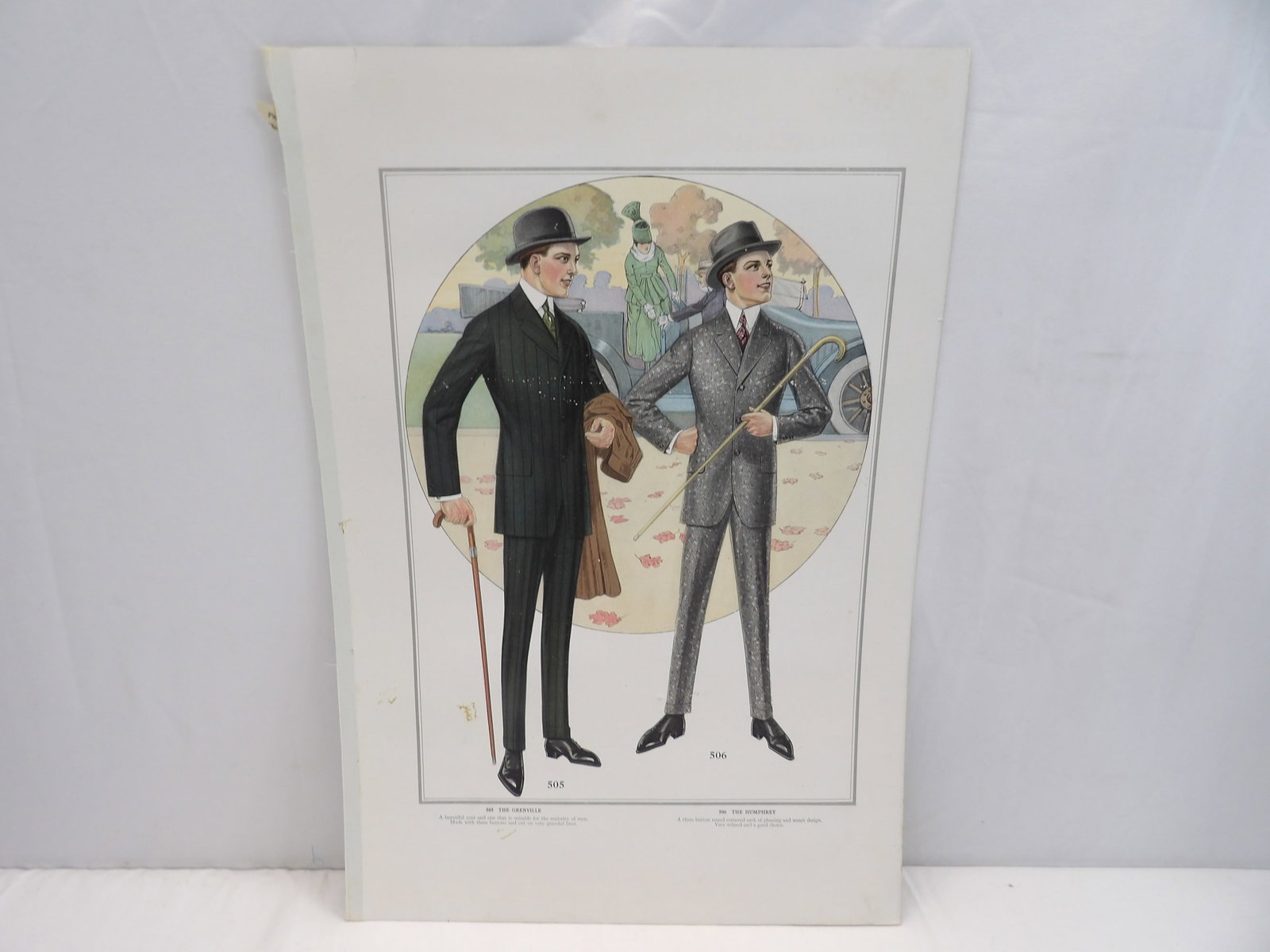 Vintage 1916/17 J.L. Taylor & co. Men's Suit Sample Advertising: great for framing approx. 15 1/2 x 22 1/2, see photo's