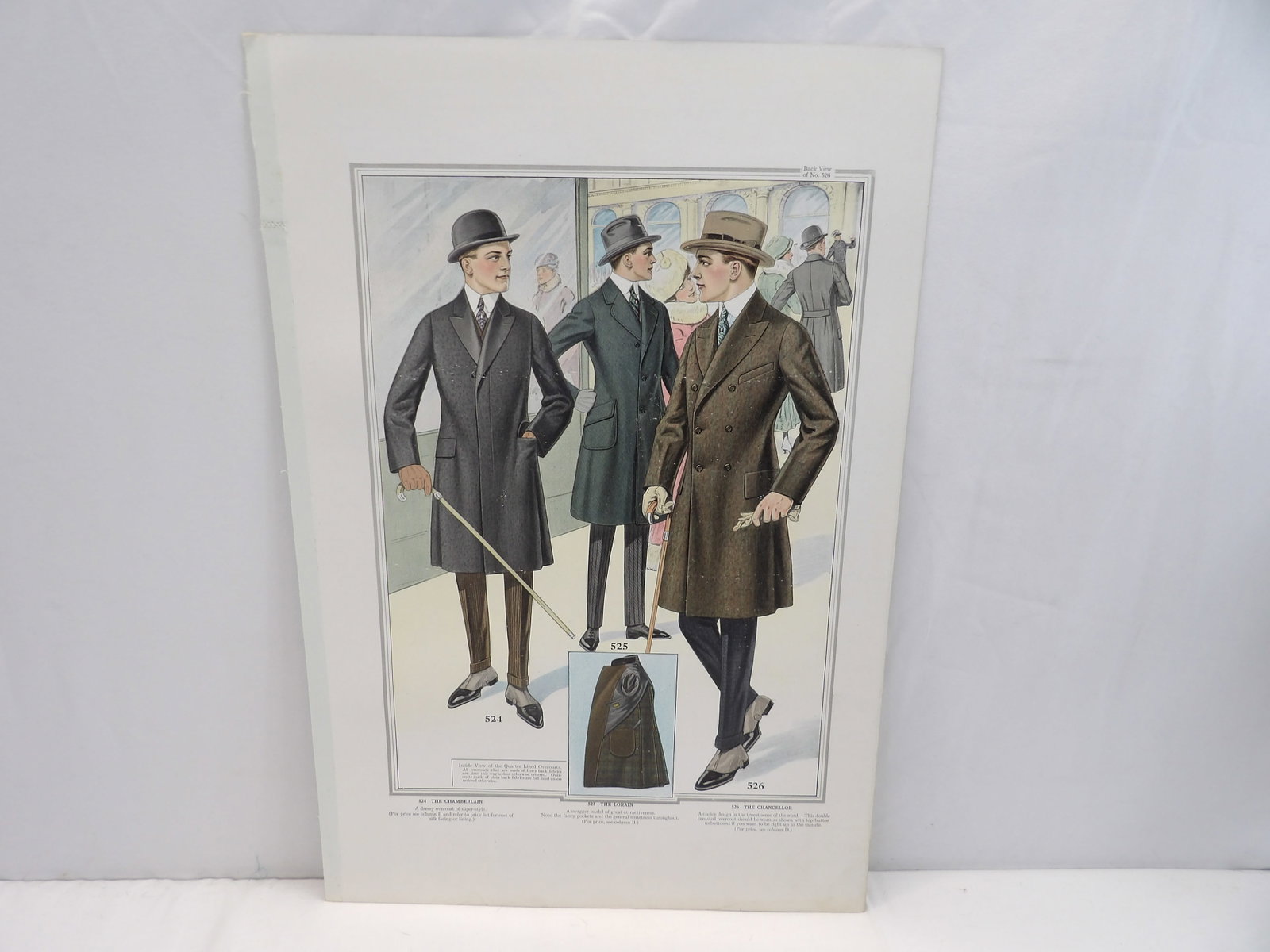 Vintage 1916/17 J.L. Taylor & Co. Men's Over Coat Sample Advertising: great for framing approx. 15 1/2 x 22 1/2, see photo's