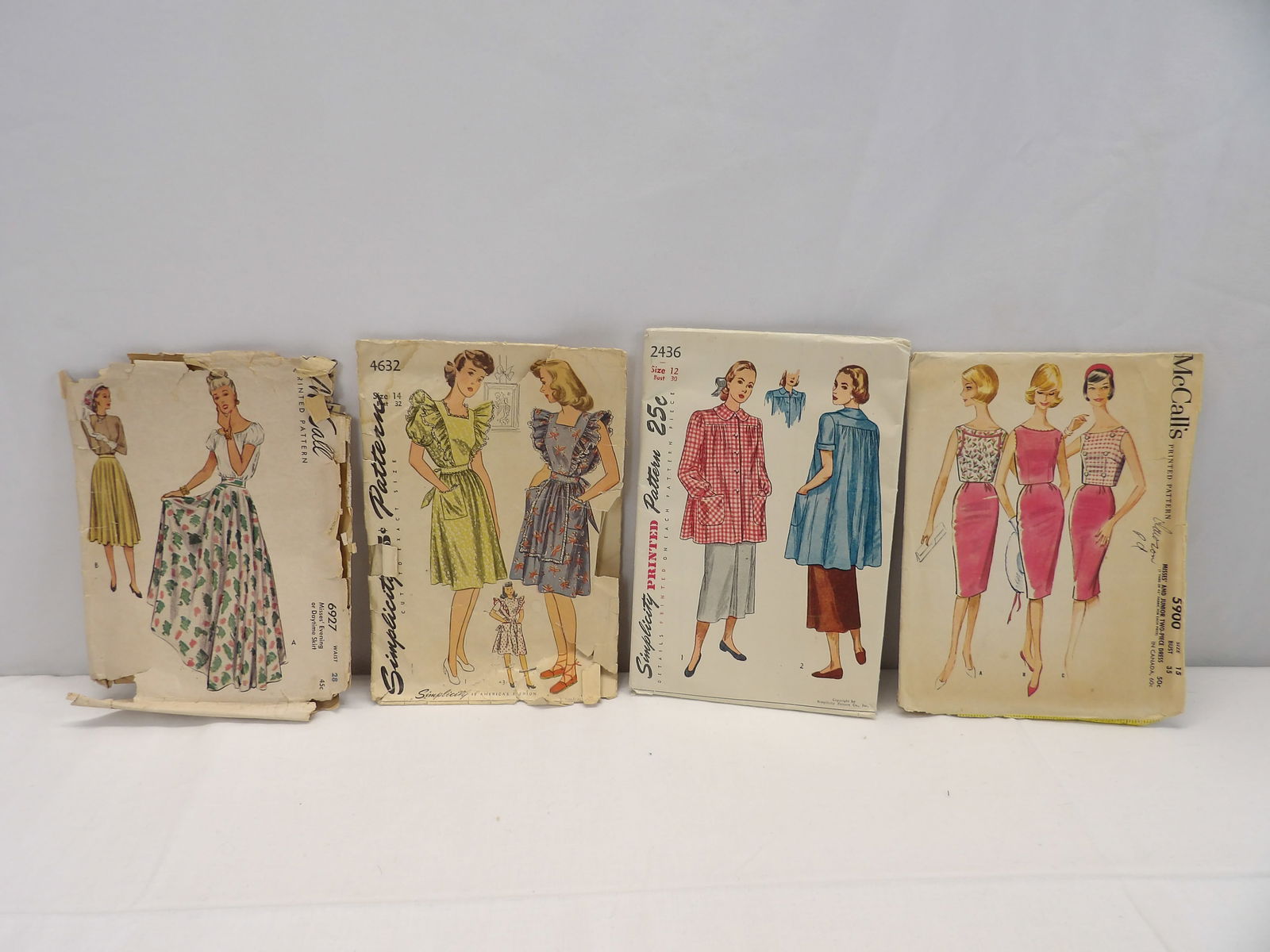 Lot of 4 Vintage Dress Patterns 2 Simplicity Maternity, & Pinafore, 2 McCall's 1947, 1961 (1 of 2)