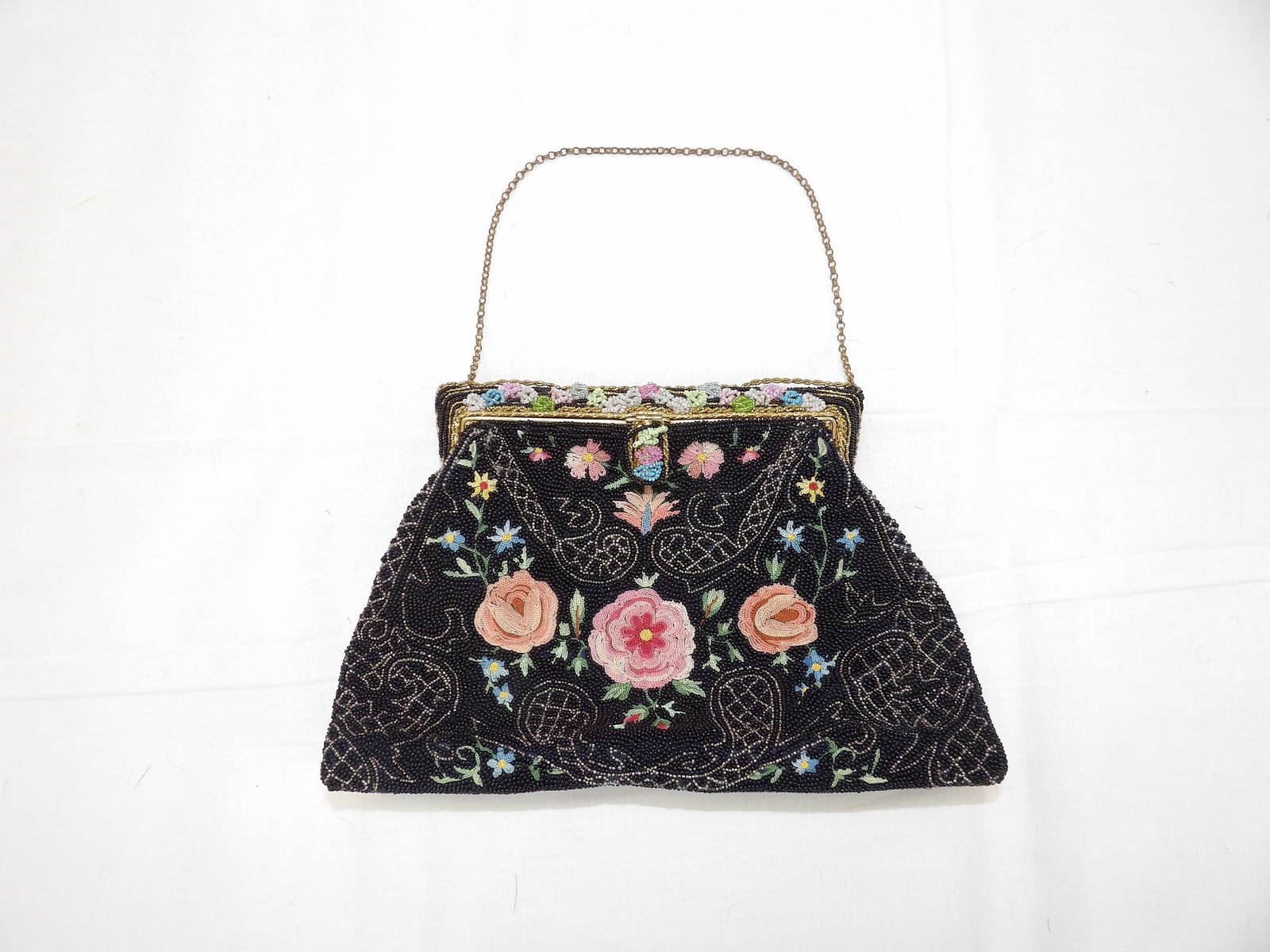 Fabulous Vintage French Beaded Purse with Embroidery (1 of 9)