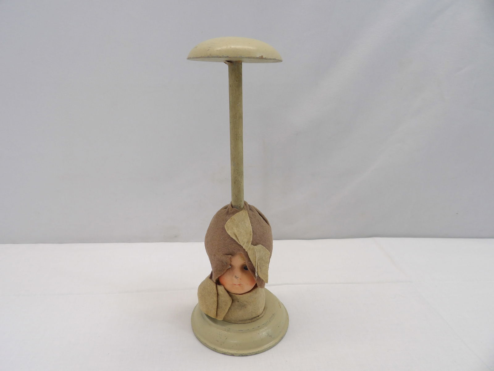 Vintage 1920's Composition Doll Head Hat Stand, Brown (1 of 7)