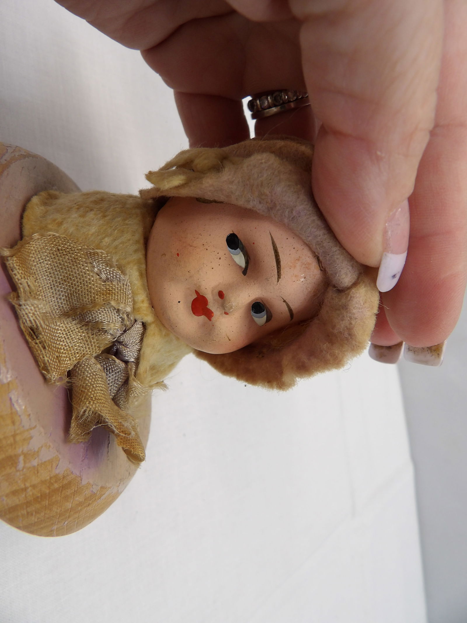 Vintage 1920's Composition Doll Head Hat Stand, Purple (1 of 7)