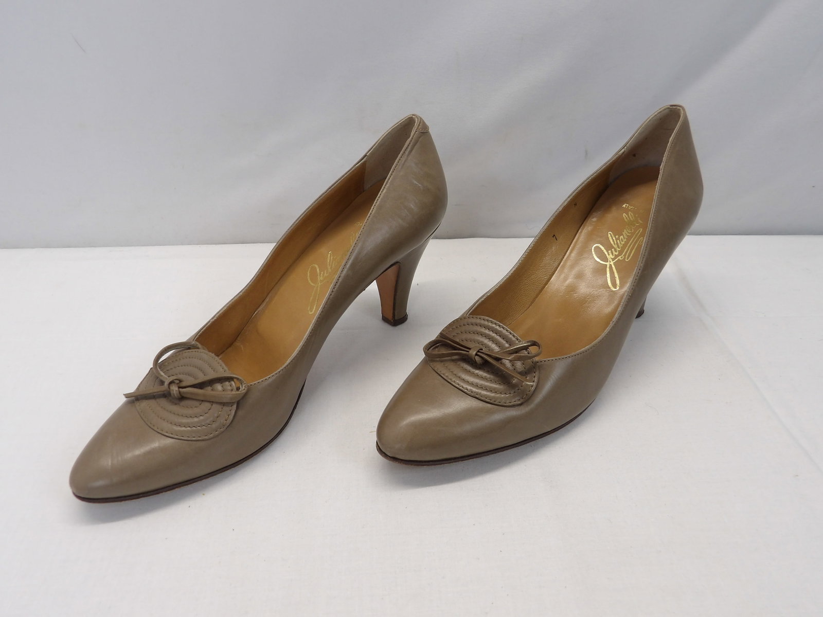 Vintage 1950's Julianelli Made in Italy Brown Leather Heels size 7 N: good condition, see photo's