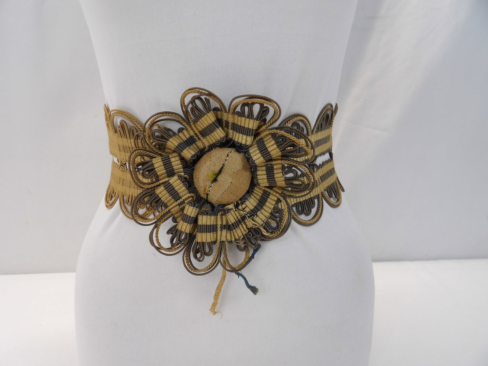 Antique Arts & Crafts Era Dress Belt with Bow, Kimp Trims: approx. 22 inches, see photo's