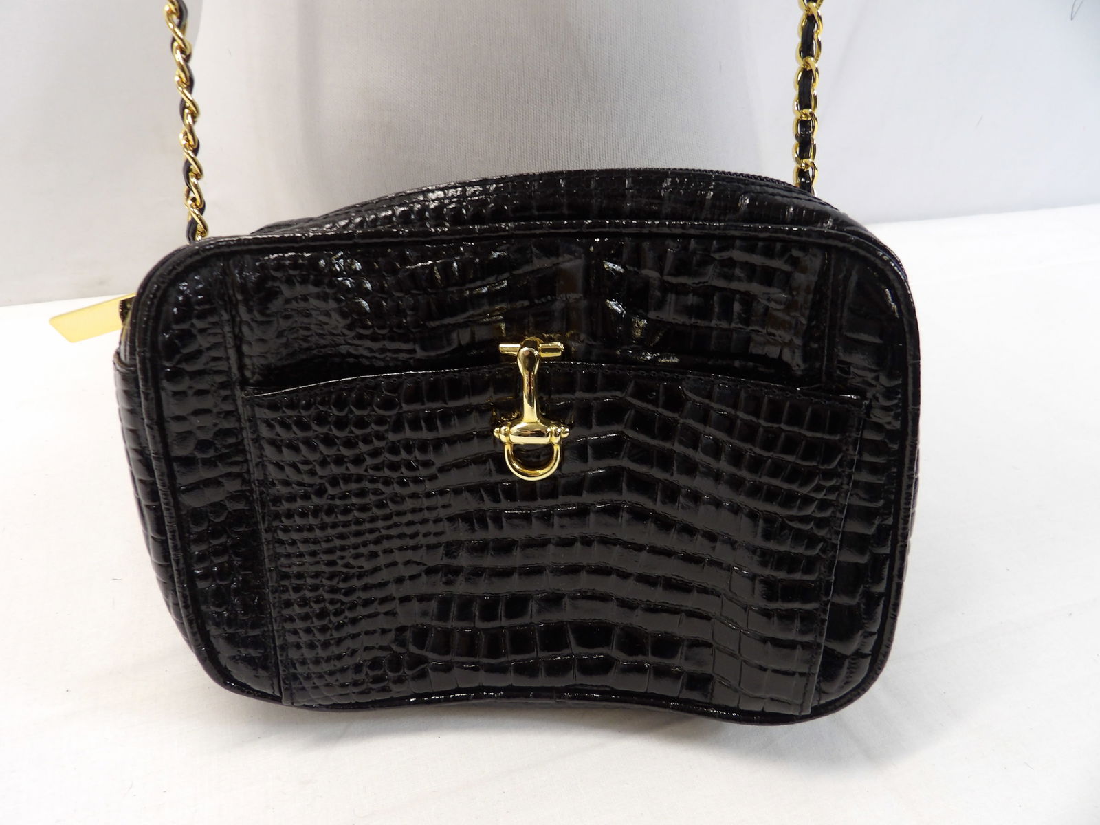 Vintage Charles Hubert Black Gator Print Leather Crossbody Bag (1 of 12)