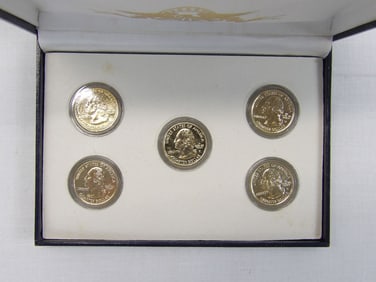 Set of 5 Gold Plated Quarters, in case