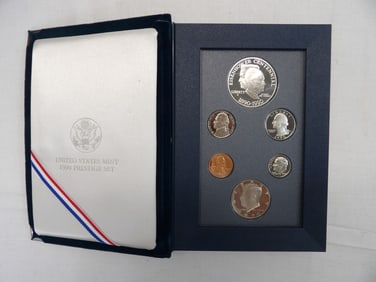 United States Mint 1990 Prestige Set, 6 Pc Penny to Silver Dollar in Original Box