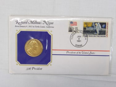 Richard Milhous Nixon 37th President Coin & First Day Cover 1991