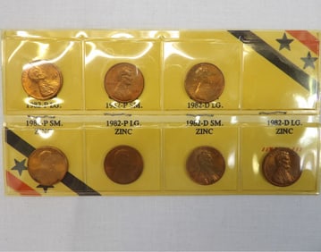 1982 Set of 7 Lincoln One Cent Copper & Zinc