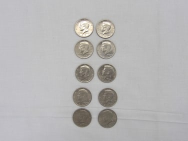 Lot of 10, 1970's Kennedy Half Dollars
