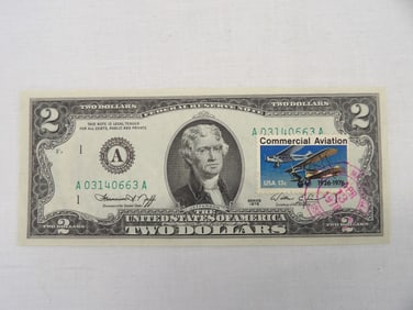 1976 Two Dollar Bill First Day Commercial Aviation