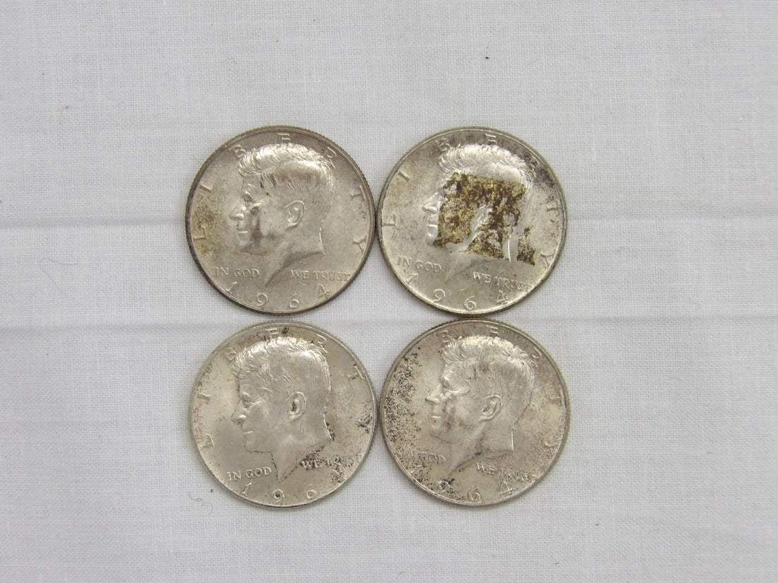 Lot of 4 Silver Kennedy Half's, 1964: see photo's