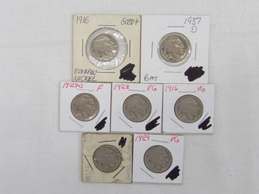 Lot of 7 Buffalo Nickels, 1916-1937