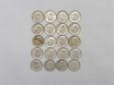 Lot of 20 Silver Roosevelt Dimes, Various Dates