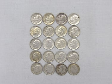 Lot of 20 Silver Roosevelt Dimes, Various Dates