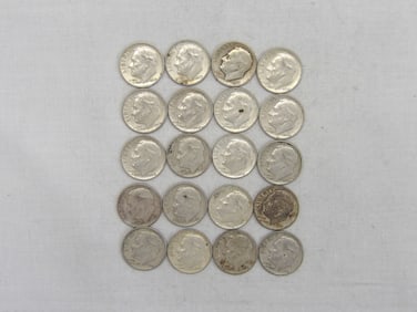 Lot of 20 Silver Roosevelt Dimes, Various Dates
