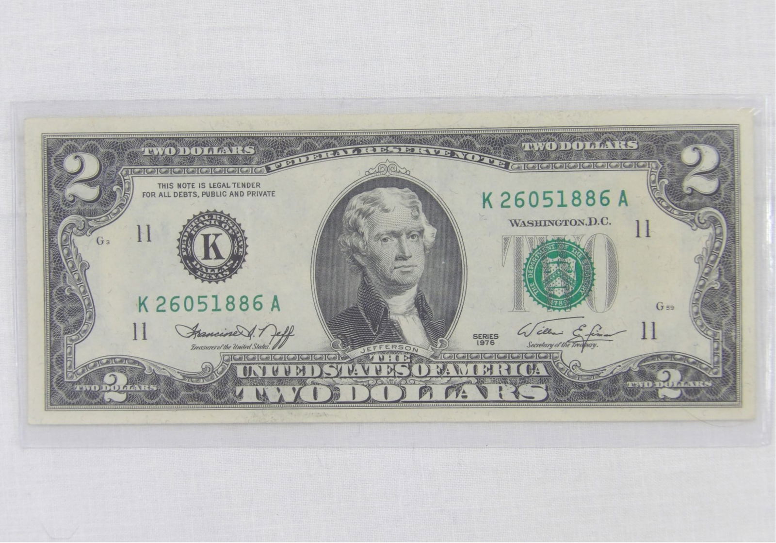 1976 United States Two Dollar Bill: see photo's