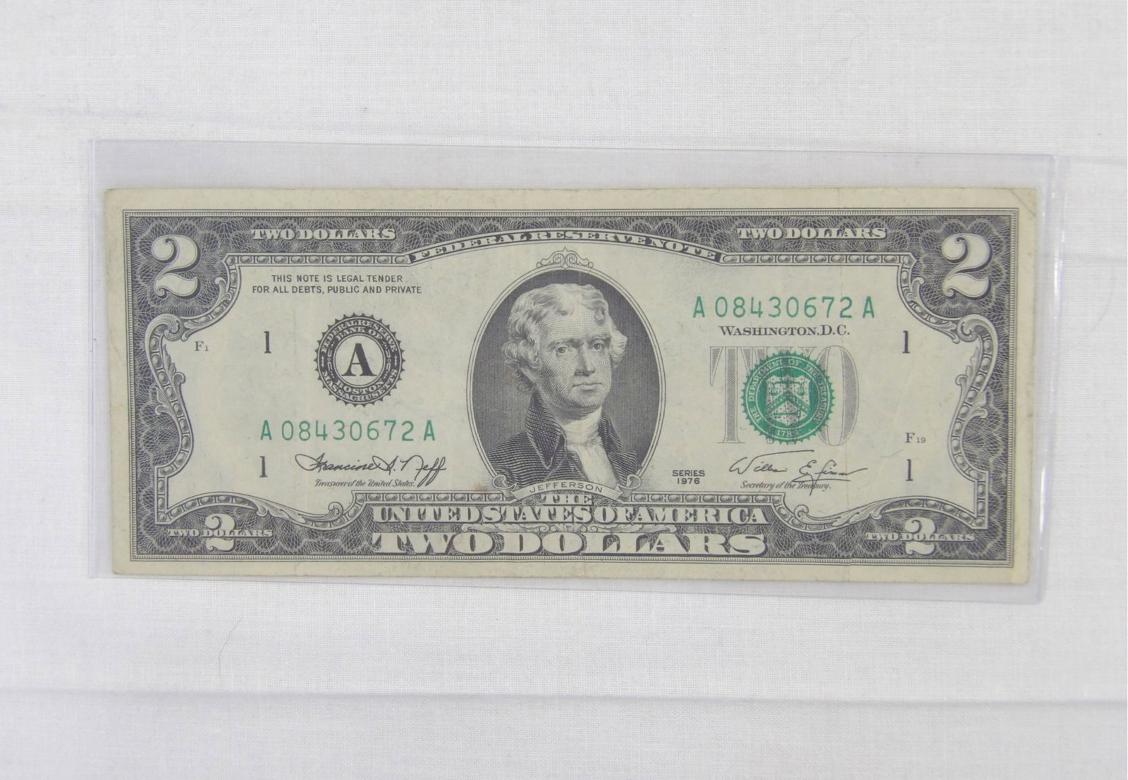 1976 United States Two Dollar Bill: see photo's