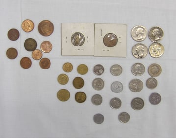 Lot of 35 Mixed U.S. & Foreign Coins