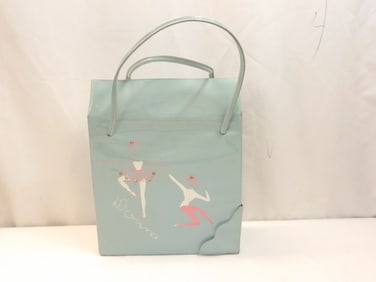 Vintage 1950/60's Blue Vinyl Dance Bag/Case, with Show Compartment