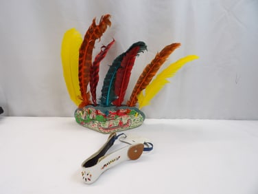 Vintage 1950/60's Child's Indian Head Dress & Beaded Belt