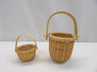 Lot of 2 Miniature Nantucket Style Baskets