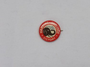 vintage 1920 Hardy-Coolidge Victory Republican Pin Back Button Pilgrim Specialty Co.