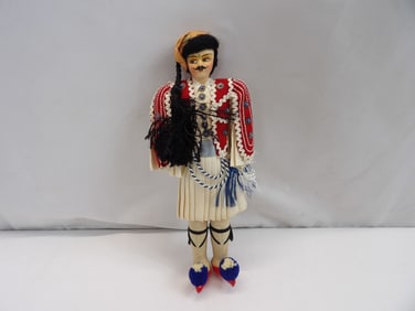 Vintage Hand Painted Cloth Doll, Spanish Clothing, All Original
