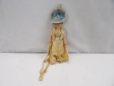 Antique Celluloid Doll with Silk Dress