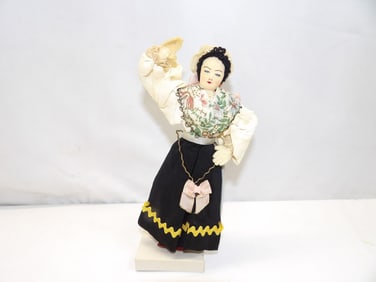Vintage Cloth Doll Hand Painted Face & Original Clothing