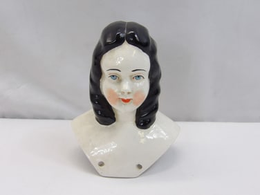 Vintage China Doll Head, Hand Painted Signed W. Sheperd