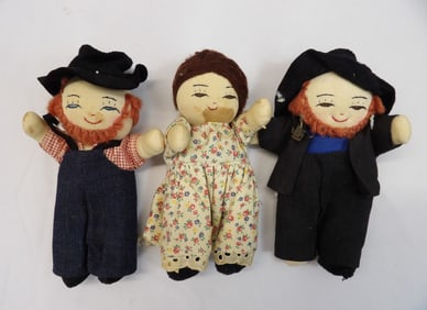 Lot of 3 Hand Made Cloth Dolls