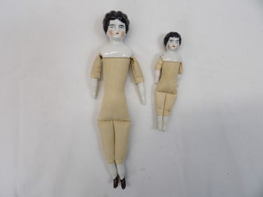 Lot of 2 Antique China Head Dolls Made in Germany