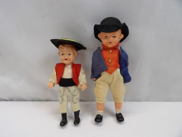 Lot of 2 Vintage 1950's Boy Dolls Made in Germany, 1 Marked EDI