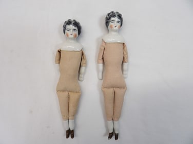 Lot of 2 Antique China Head Dolls, Made in Germany