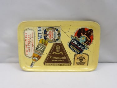 Vintage Yellow Advertising Label Paper Mache' Tip Tray