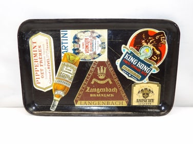 Vintage Black Advertising Label Paper Mache' Tip Tray