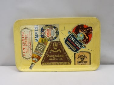 Vintage Yellow Advertising Label Paper Mache' Tip Tray