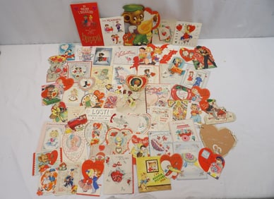 Large Lot of Vintage Valentine Cards, Some Paper doll & Moveable