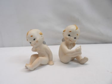 Lot of 2 Vintage Lefton Cupie Dolls with Original Paper Label