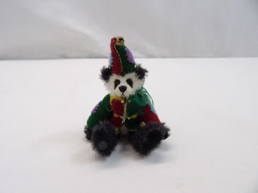 Vintage Miniature Jointed Mohair Artist Teddy Bear with Costume & Bells