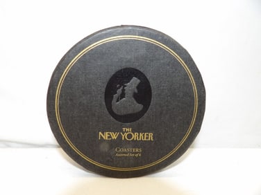 Vintage New Yorker Comican Ceramic Coasters, Restoration Hardware, in Case