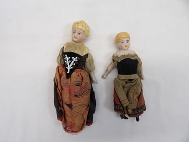 Lot of 2 Antique China Head Dolls with China Hands & Legs