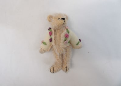 Vintage Miniature Jointed Mohair Teddy Bear with Sweater