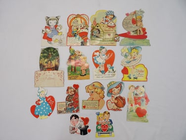 Lot of 15 Vintage 1930's Moveable Valentine Cards