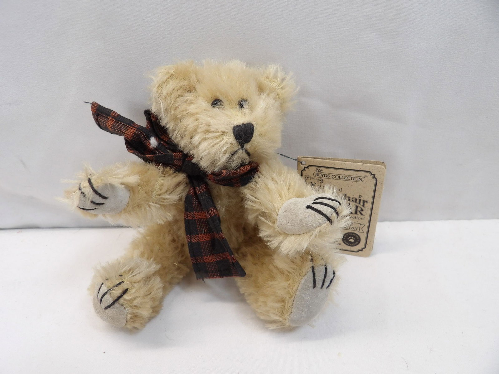 Vintage 1997 Boyds Original Mohair Jointed Teddy Bear, Certificate # 10033: approx. 6 1/2 inches, good condition with original tag